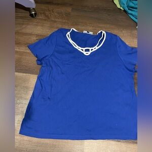 Karen Scott Royal Blue Tee with White Accents